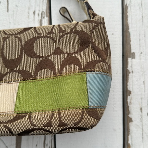 Coach Signature Logo Multicolor Stripe Baguette Purse - Picture 3 of 7